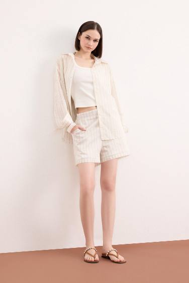 Striped High Waist Regular Hem Shorts