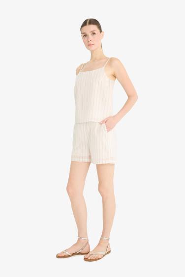 Striped High Waist Regular Hem Shorts