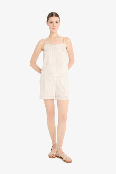 Striped High Waist Regular Hem Shorts