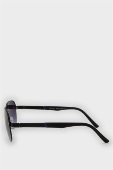 Erkek Oval Siyah Metal Çerçeve Siyah Cam UV Güneş Gözlüğü