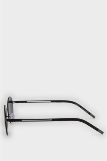 Erkek Yuvarlak Siyah Metal Çerçeve Siyah Cam UV Güneş Gözlüğü