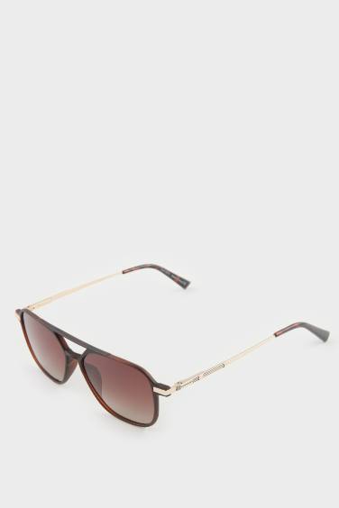 Erkek Oval Büyük Kahve Plastik Çerçeve Kahve Cam Polarize Güneş Gözlüğü