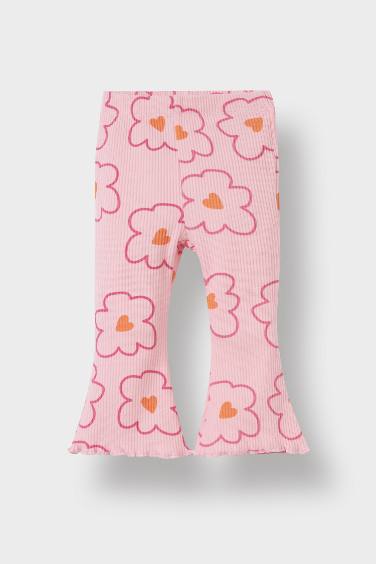 Kız Bebek 2'li Takım Çiçekli Sweatshirt İspanyol Paça Tayt