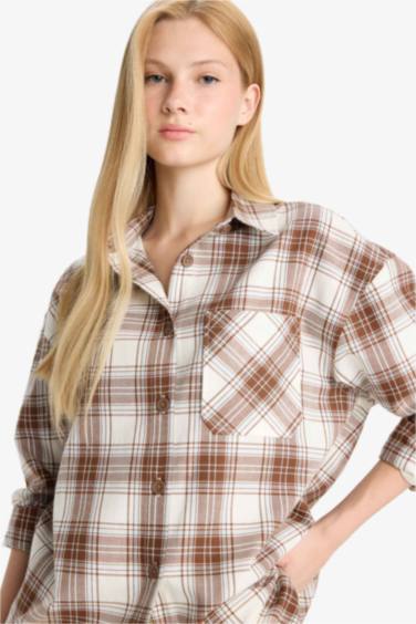 قميص كاروهات ردن طويل فلانيل اوفر سايز