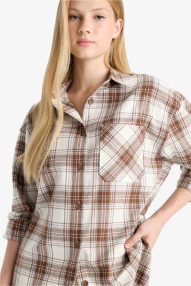 قميص كاروهات ردن طويل فلانيل اوفر سايز