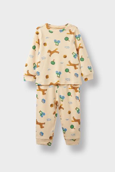 Baby Boy Animal Print Long Sleeve 2 Piece Pajama Set