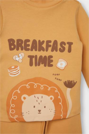 Комплект пижамы для мальчиков с длинными рукавами и принтом льва