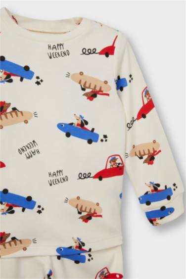 Baby Boy Vehicle Printed Long Sleeve 2 Piece Pajama Set