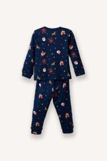 سيت بجامة بيبي ولادي بطبعة كريسماس - قطعتين