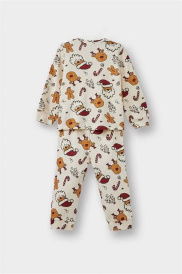 طقم بيجاما بيبي اولادي كم طويل بطبعة كريسماس - قطعتين