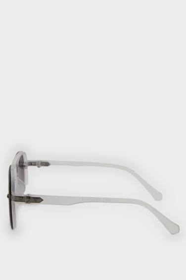 Erkek Oval Plastik Şeffaf Çerçeve Şeffaf Cam UV Güneş Gözlüğü