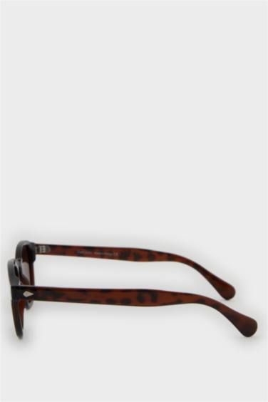 Erkek Yuvarlak Kahve Plastik Çerçeve Kahve Cam Polarize Güneş Gözlüğü