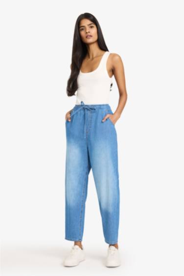 High Waist Ankle Length Washed Soft Jeans
