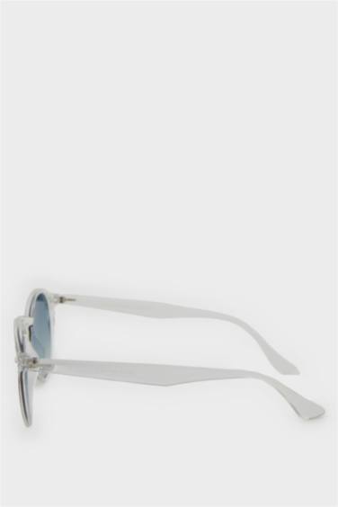 Erkek Yuvarlak Şeffaf Plastik Çerçeve Şeffaf Cam Polarize Güneş Gözlüğü