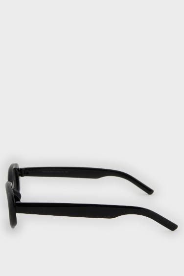 Kadın Yuvarlak Siyah Plastik Çerçeve Siyah Cam UV Güneş Gözlüğü