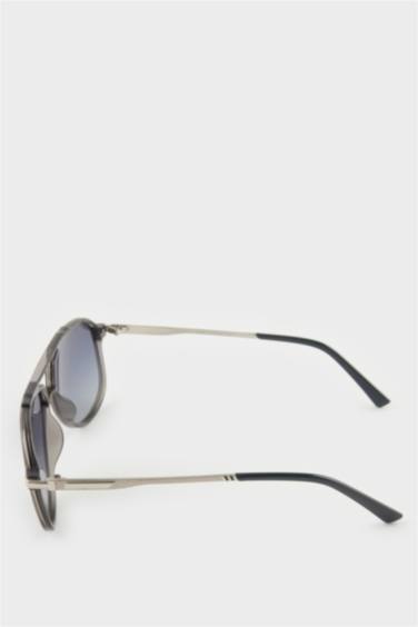 Erkek Oval Büyük Siyah Metal Çerçeve Siyah Cam Polarize Güneş Gözlüğü