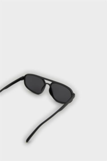 Kadın Oval Siyah Plastik Çerçeve Siyah Cam UV Güneş Gözlüğü - Görsel 6