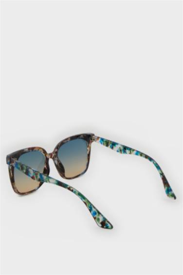 Kadın Yuvarlak Mavi Plastik Çerçeve Degrade Cam UV Güneş Gözlüğü