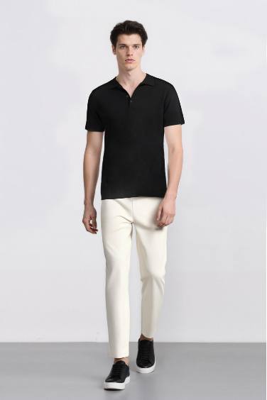 بنطلون قطن وايد ليج صيفي برجل واسع بثلاثة جيوب