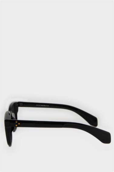 Kadın Yuvarlak Siyah Plastik Çerçeve Siyah Cam UV Güneş Gözlüğü