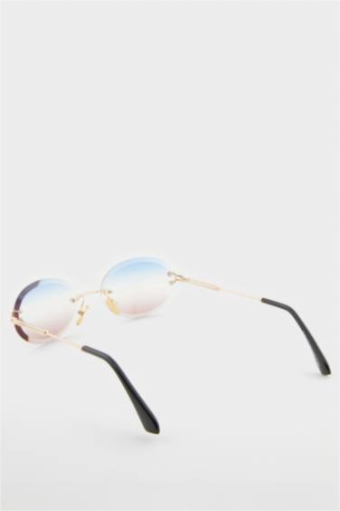 Kadın Yuvarlak Şeffaf Metal Çerçeve Degrade Cam UV Güneş Gözlüğü