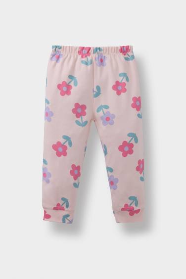 Kız Bebek Pijama Takımı Çiçek Desenli Uzun Kollu Üst Uzun Alt