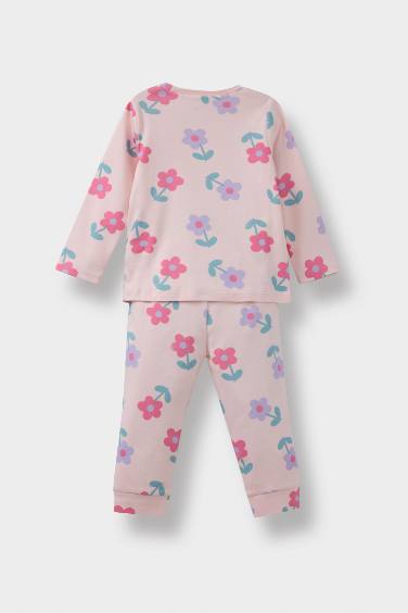 Kız Bebek Pijama Takımı Çiçek Desenli Uzun Kollu Üst Uzun Alt