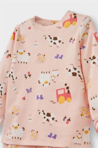 Kız Bebek 4'lü Pijama Takımı Uzun Kollu Üst Uzun Alt