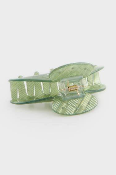 Woman Green Latch Hair Clips