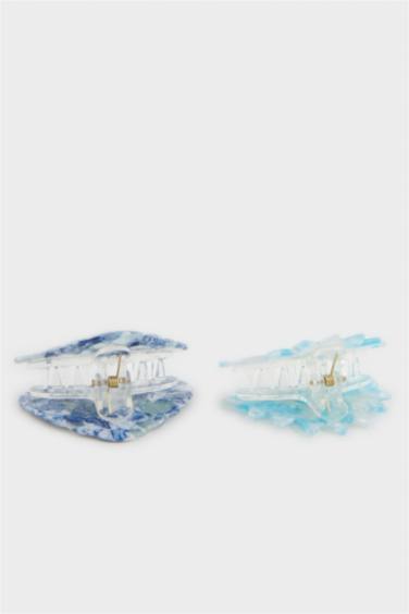 Woman Seashell Patterned 2 Piece Latch Hair Clips