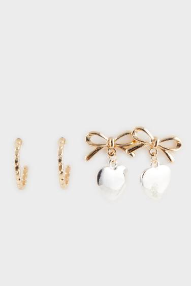 Kadın 2'li Gold Küpe