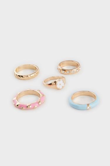 Woman 5 Piece Colored Gold Rings