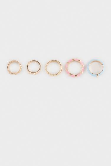 Woman 5 Piece Colored Gold Rings