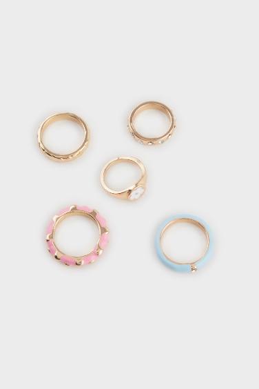 Woman 5 Piece Colored Gold Rings