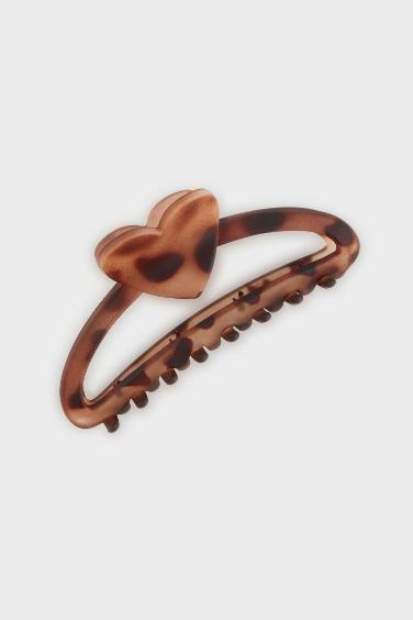 Woman Heart Leopard Patterned Hair Clips