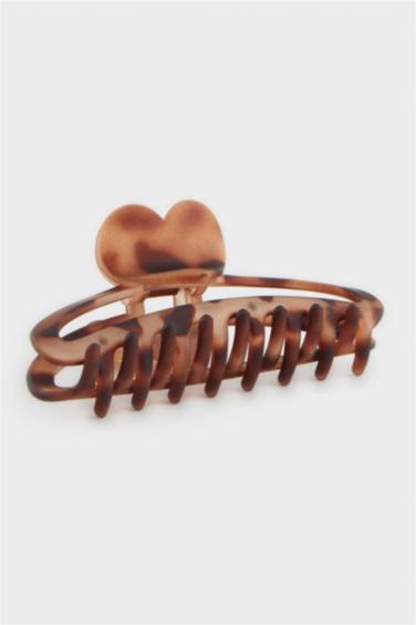 Woman Heart Leopard Patterned Hair Clips