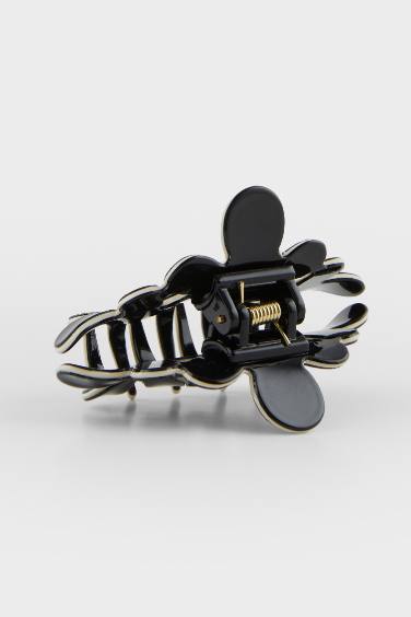 Woman Black Floral Hair Clips