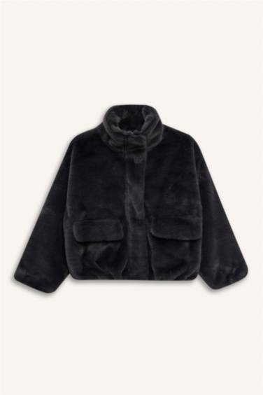 Bomber en fausse fourrure zippé avec poches pour fille