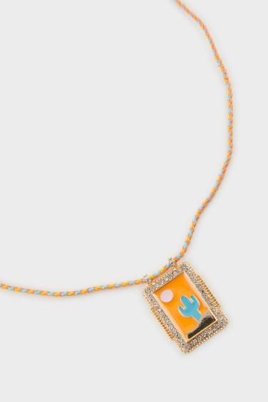 Woman Orange Plate Necklace