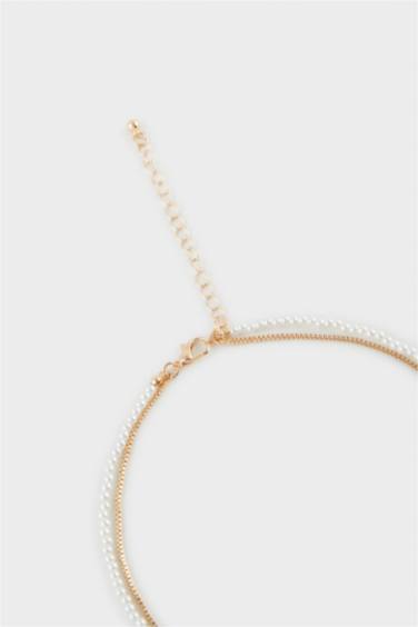 Woman Red Stone Pearl Necklace