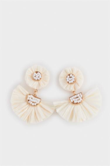 Woman Straw Detailed Earrings