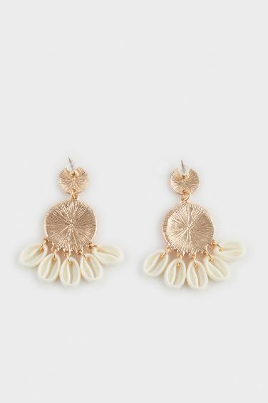 Woman Orange Straw Earrings