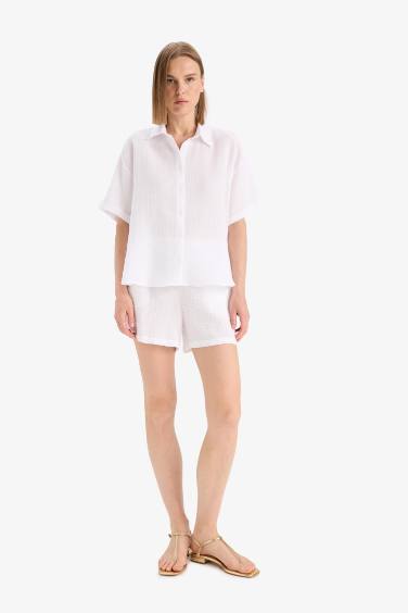 Regular Fit Muslin White Shirt