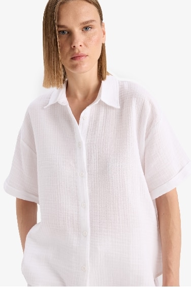 Regular Fit Muslin White Shirt