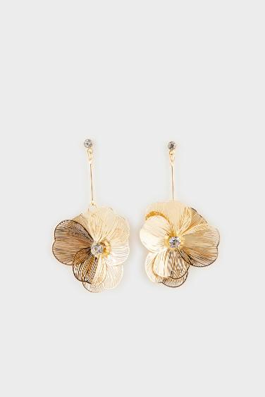 Woman Floral Gold Earrings