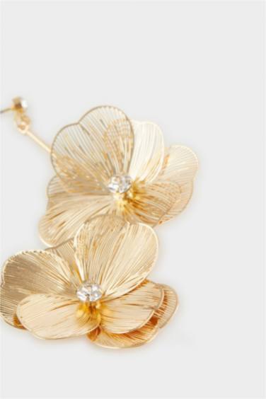 Woman Floral Gold Earrings