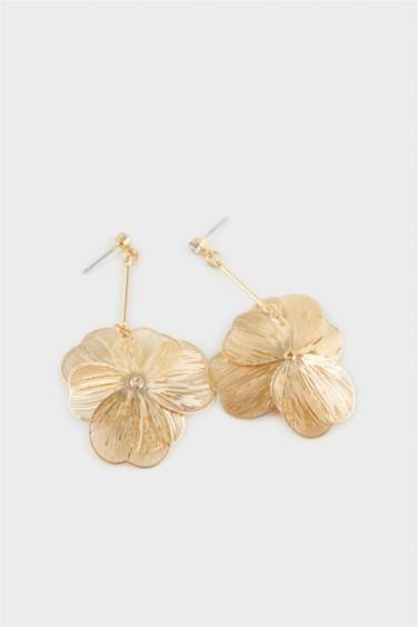 Woman Floral Gold Earrings