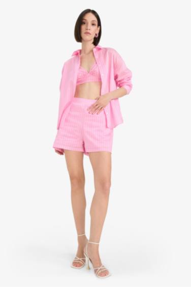 Оверсайз широкая рубашка в полоску с длинным рукавом из модала