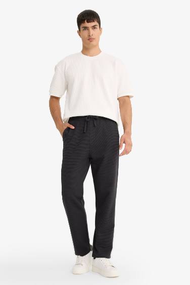 Regular Fit Tie Waist Straight Leg Waffle Sweatpants