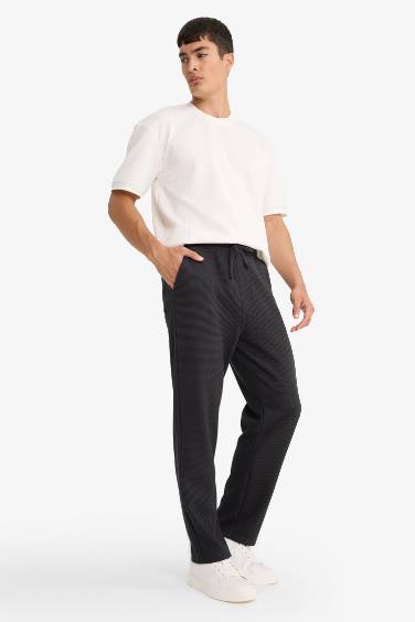 Regular Fit Tie Waist Straight Leg Waffle Sweatpants